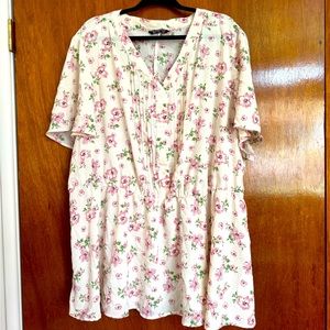 Bloomchic 28W, 5, 5x floral peplum babydoll style button down v neck top